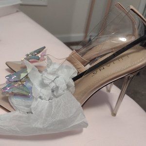 Nude/Clear Butterfly Heels